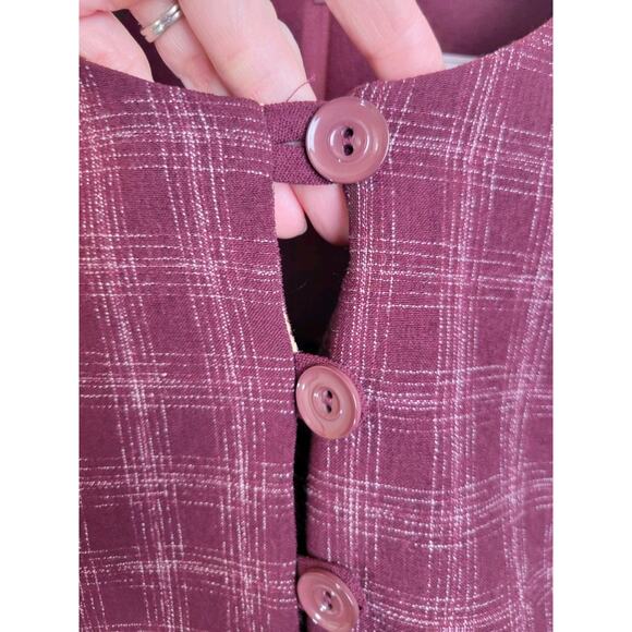 NWT VTG Leslie Belle Pleated Midi Dress Women's Size 10P Purple Plaid Tie Back - Picture 10 of 12